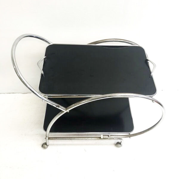 Vintage Mid Century Deco Drinks Trolley Bar Cart