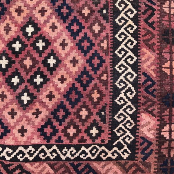 Vintage Wool Kilim Diamond Patterned Rug