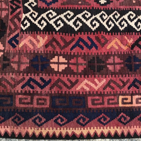 Vintage Wool Kilim Diamond Patterned Rug