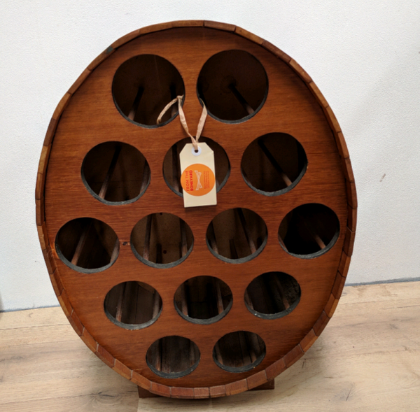 Vintage Retro Wooden Barrel Wine Rack