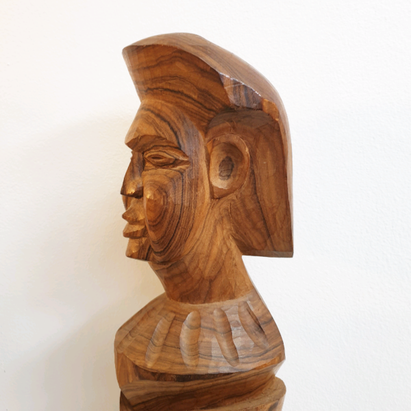 Vintage Zebra Wood Carved Tikki Statue Figure
