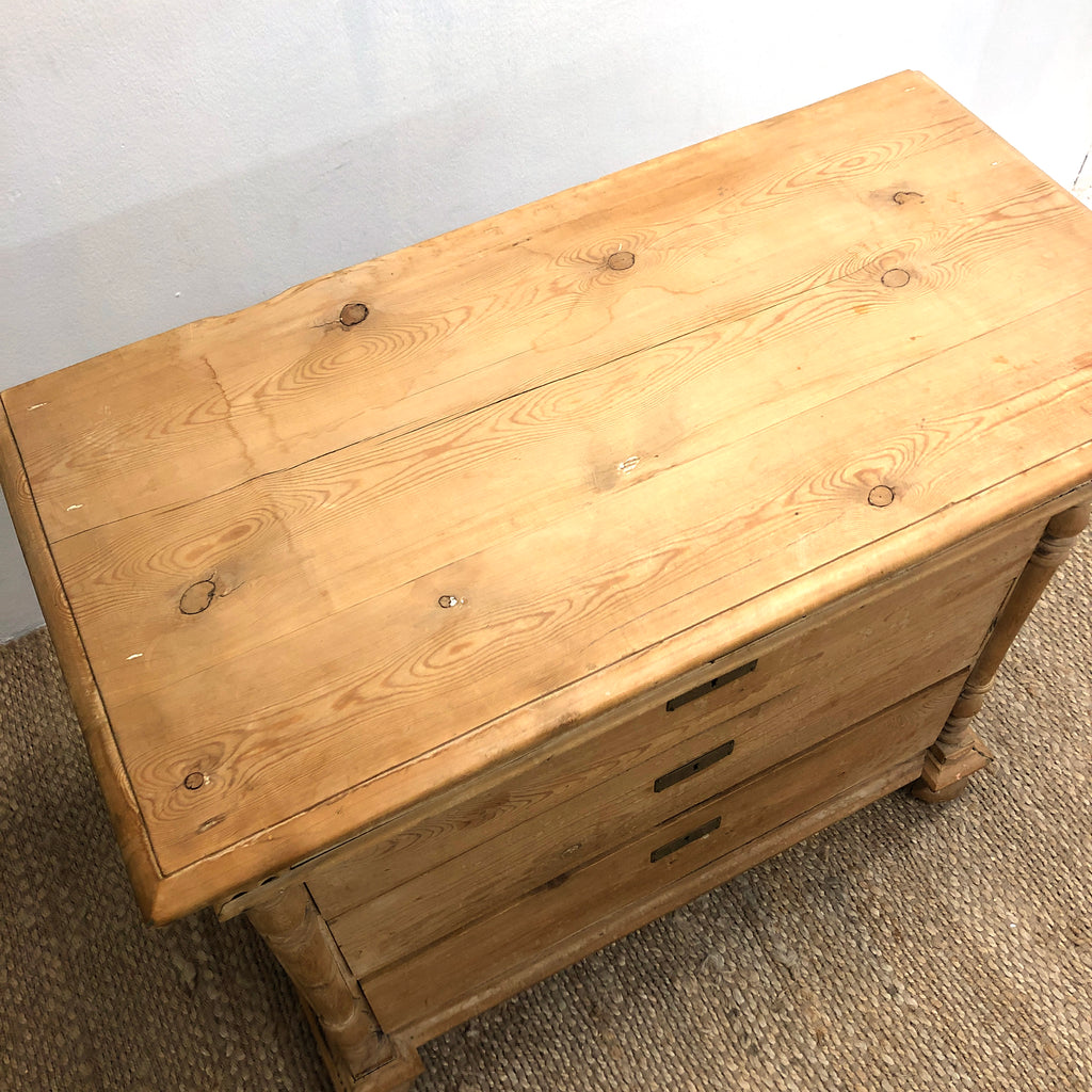 Antique European Baltic Pine Chest of Drawers W/Carved Detail