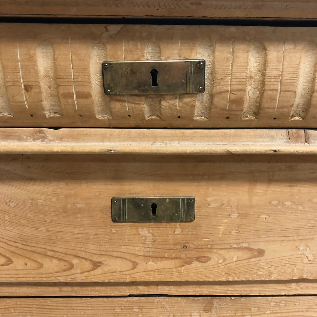 Antique European Baltic Pine Chest of Drawers W/Carved Detail
