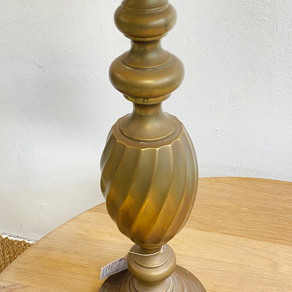Boho Syle Tall Brass Table lamp w/Cream Light Shade