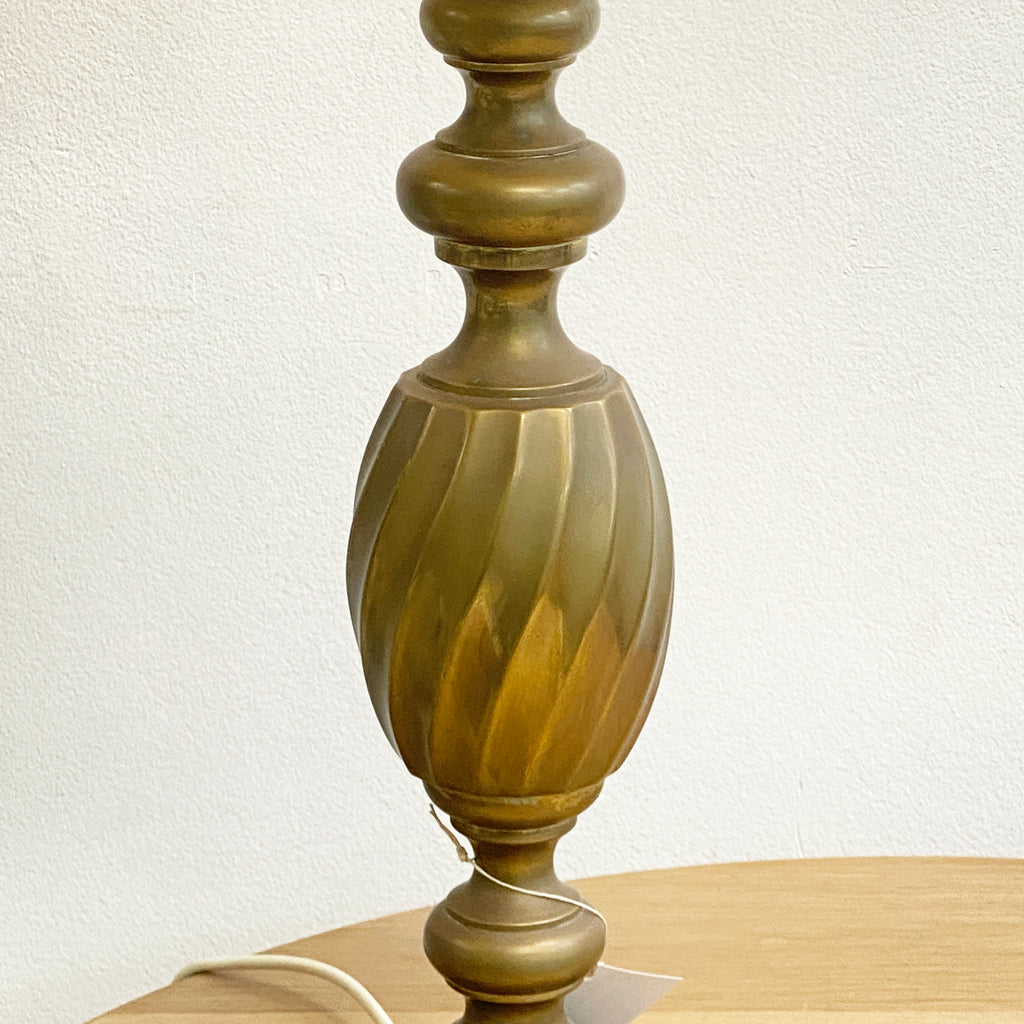 Boho Syle Tall Brass Table lamp w/Cream Light Shade