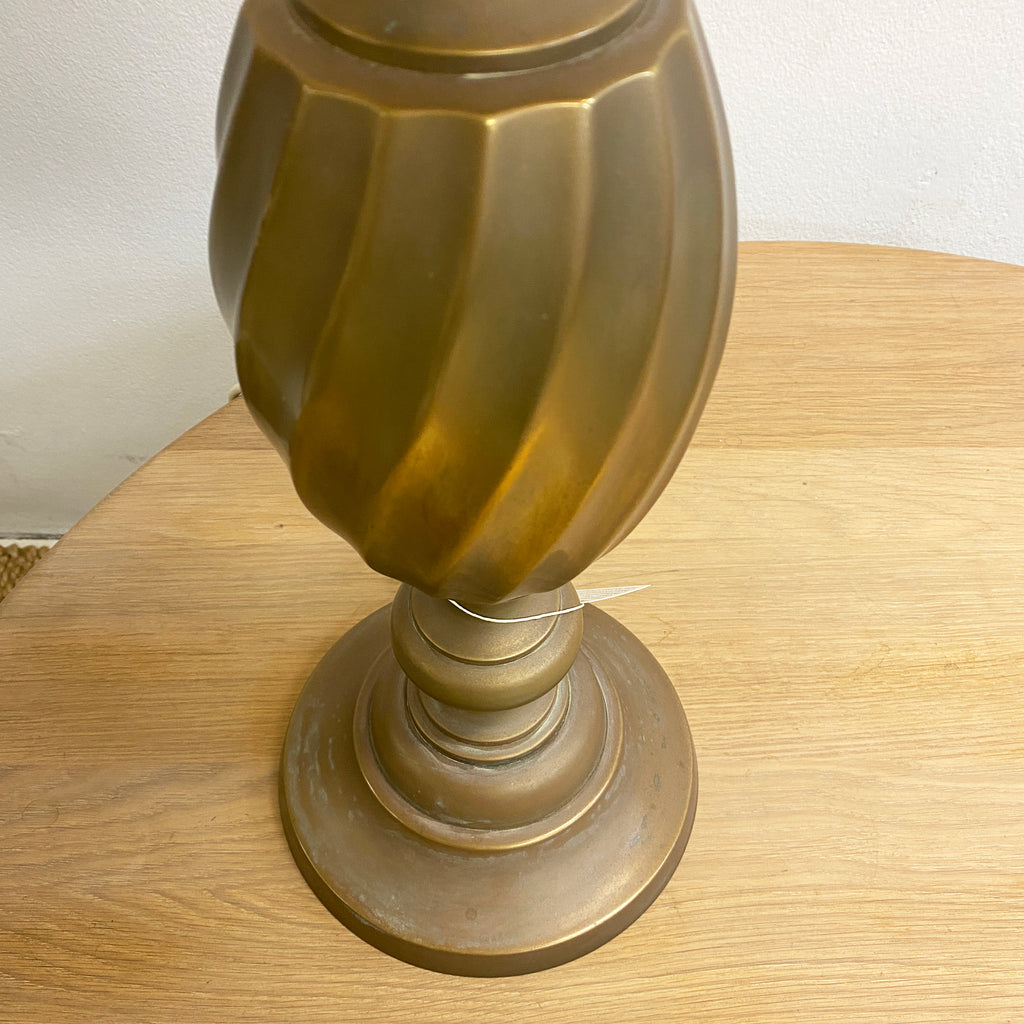 Boho Syle Tall Brass Table lamp w/Cream Light Shade