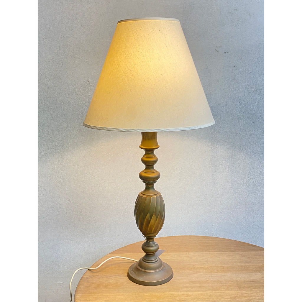 Boho Syle Tall Brass Table lamp w/Cream Light Shade