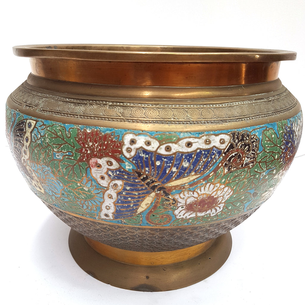 Brass and Enamel Champleve Jardiniere The Design Ark