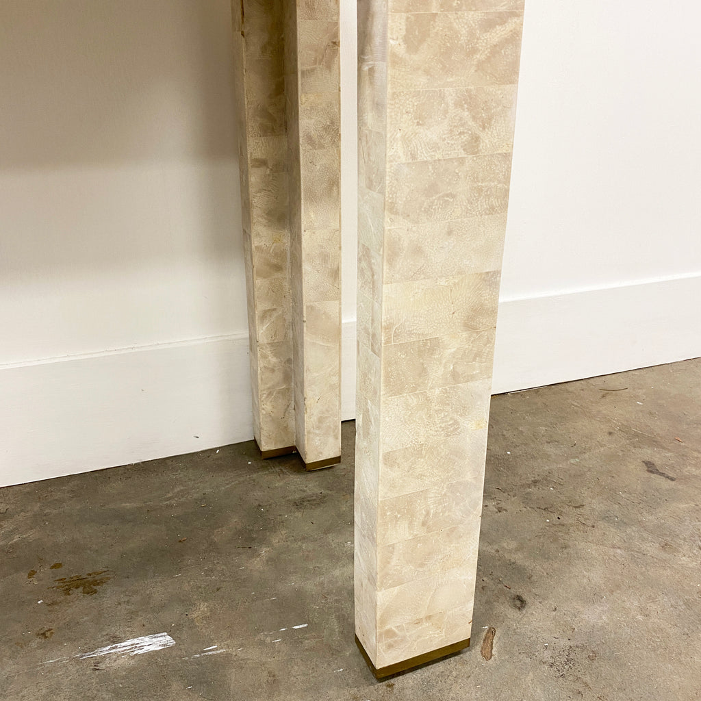 1980's Tessalated Fossilized Coral Stone Console Hall Table