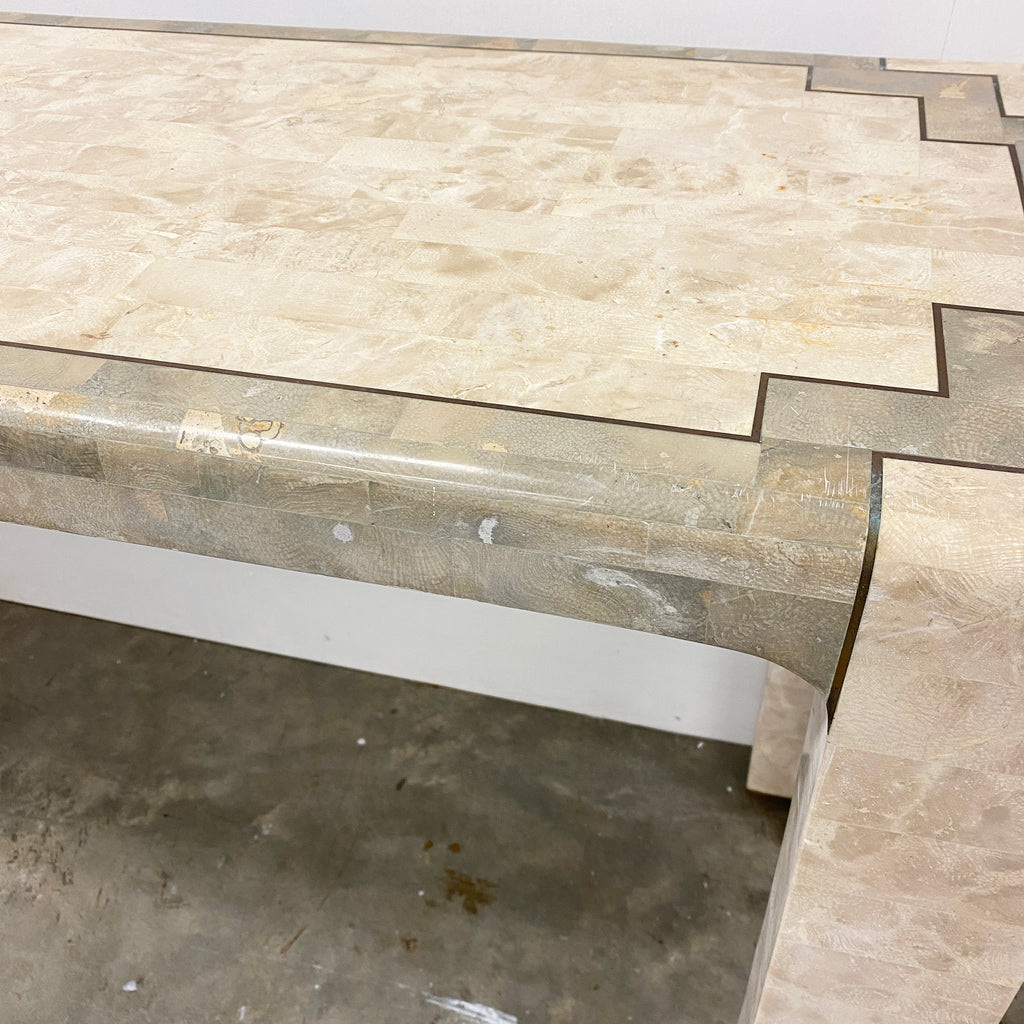 1980's Tessalated Fossilized Coral Stone Console Hall Table
