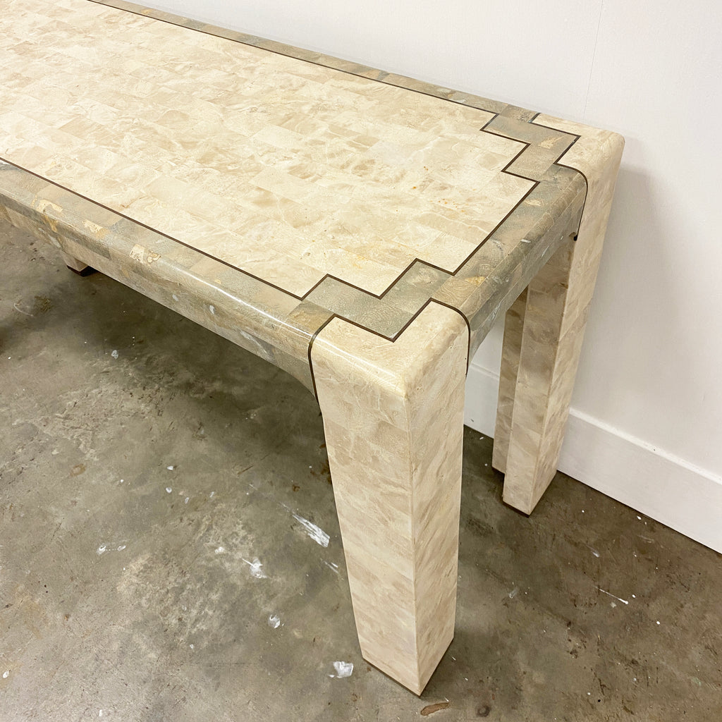1980's Tessalated Fossilized Coral Stone Console Hall Table