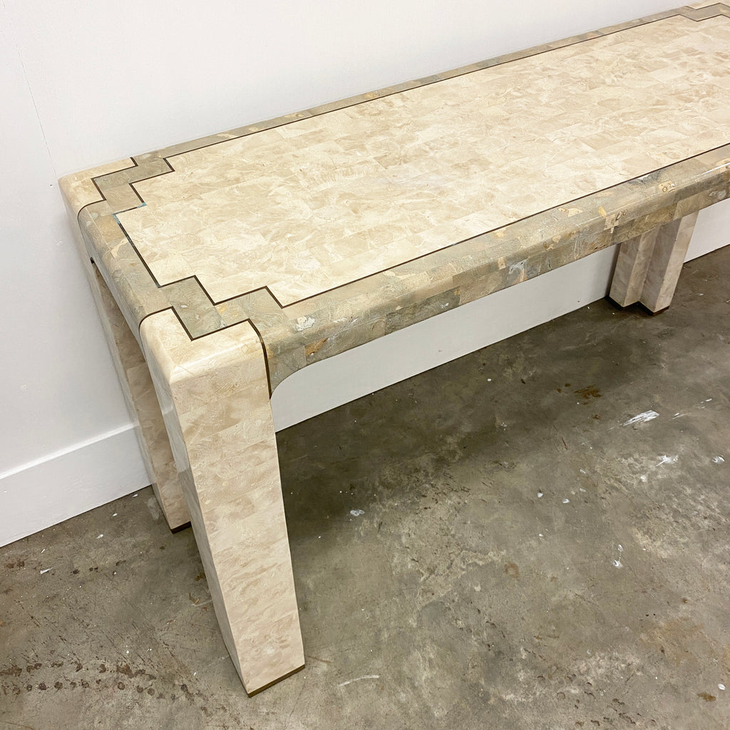 1980's Tessalated Fossilized Coral Stone Console Hall Table