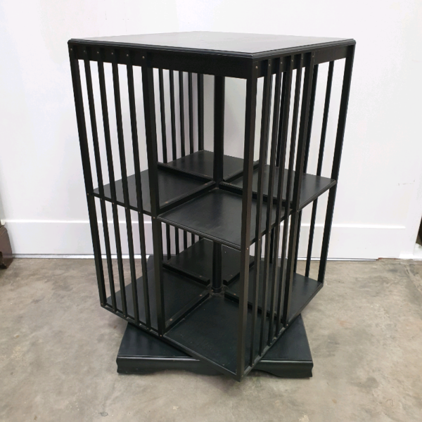 Ebonised Black Oak Revolving Bookcase Shelves