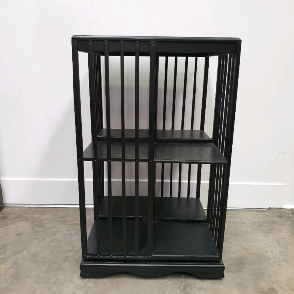 Ebonised Black Oak Revolving Bookcase Shelves