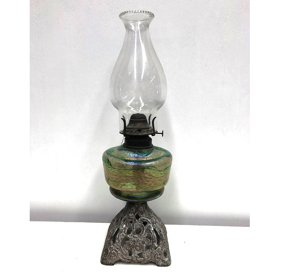 Antique loetz Kerosene lamp
