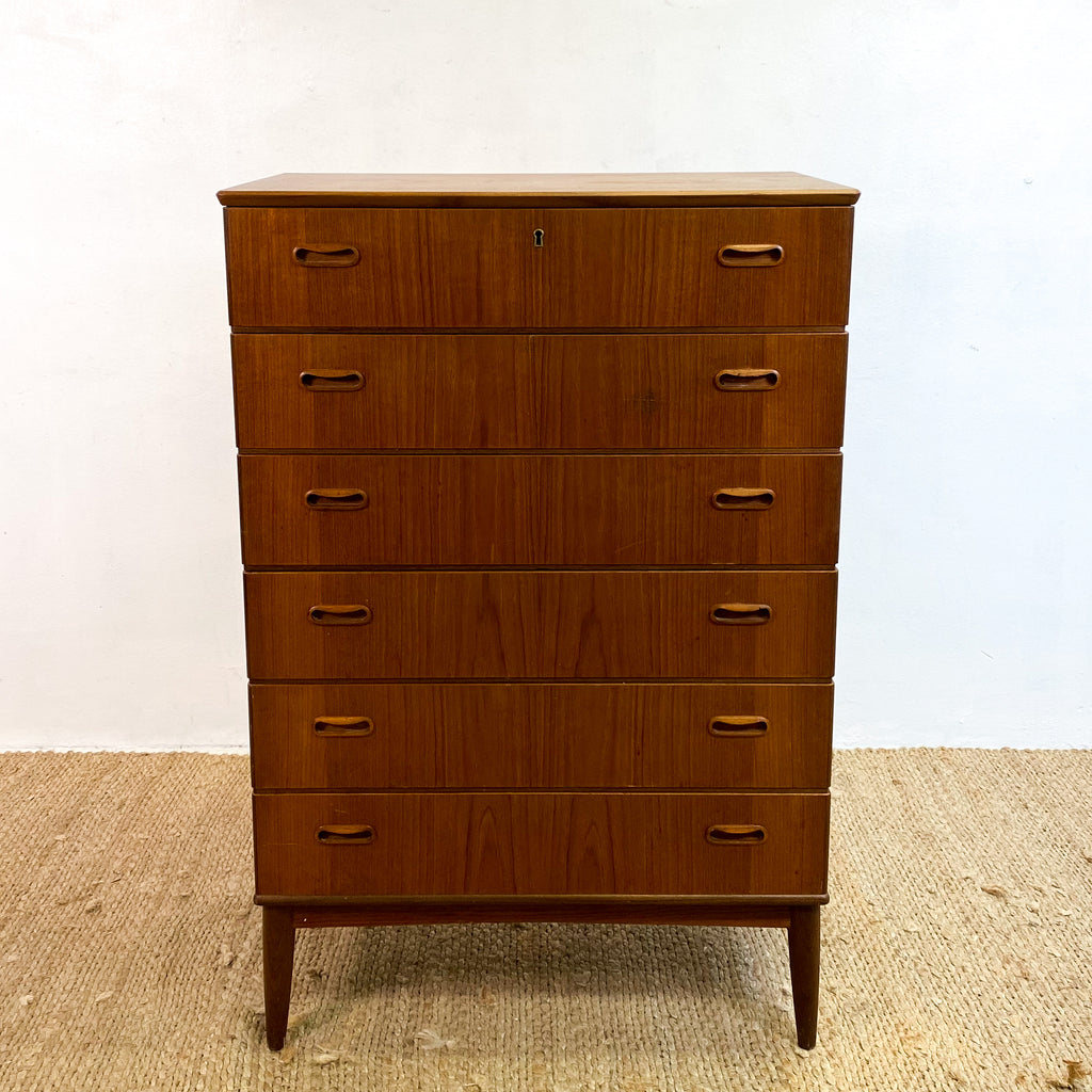 Mid Century Teak Danish Tallboy Chest Of Drawers