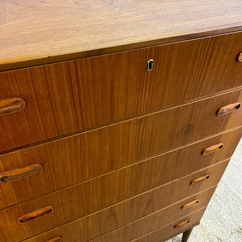 Mid Century Teak Danish Tallboy Chest Of Drawers