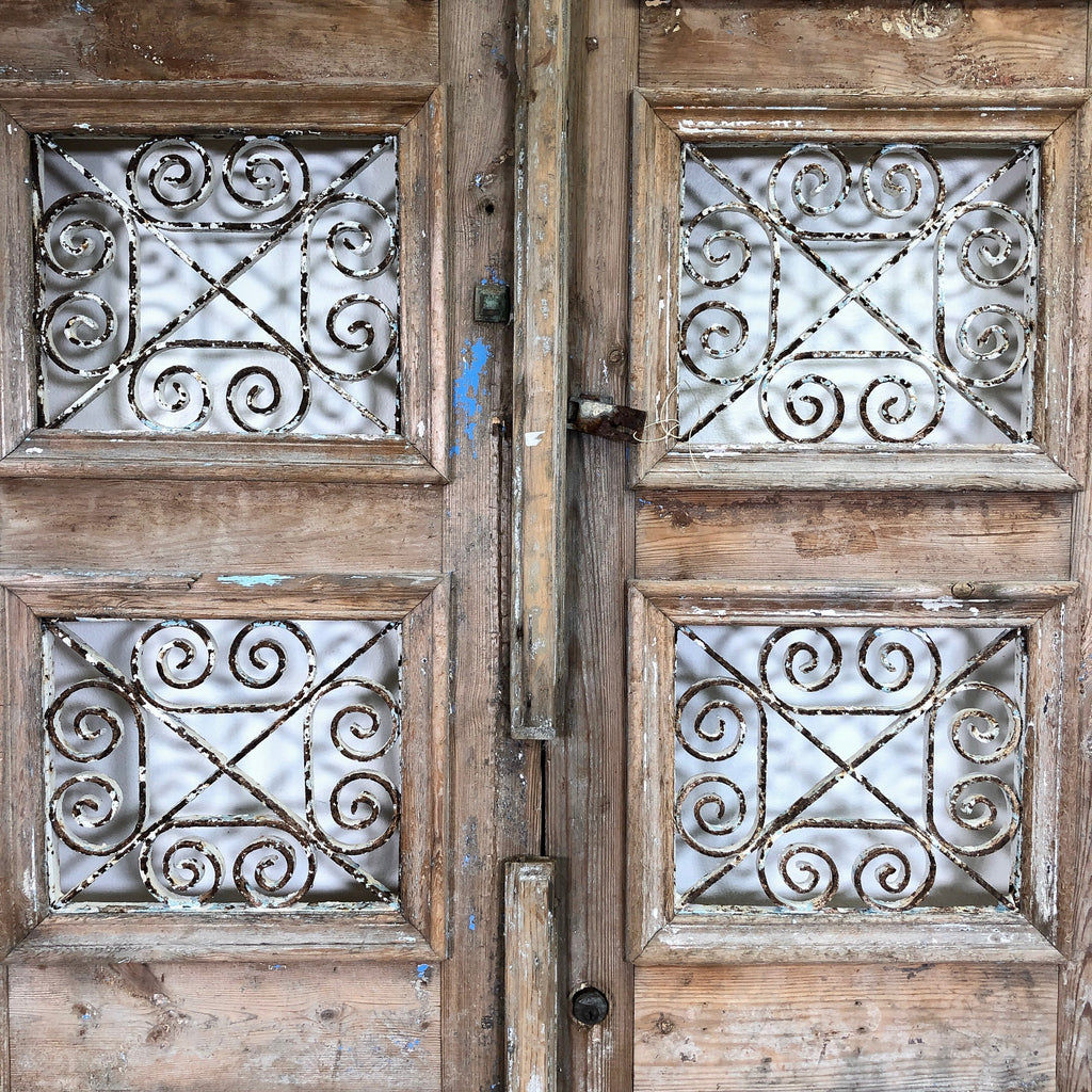Pair of Vintage Baltic Pine Egyptian Doors