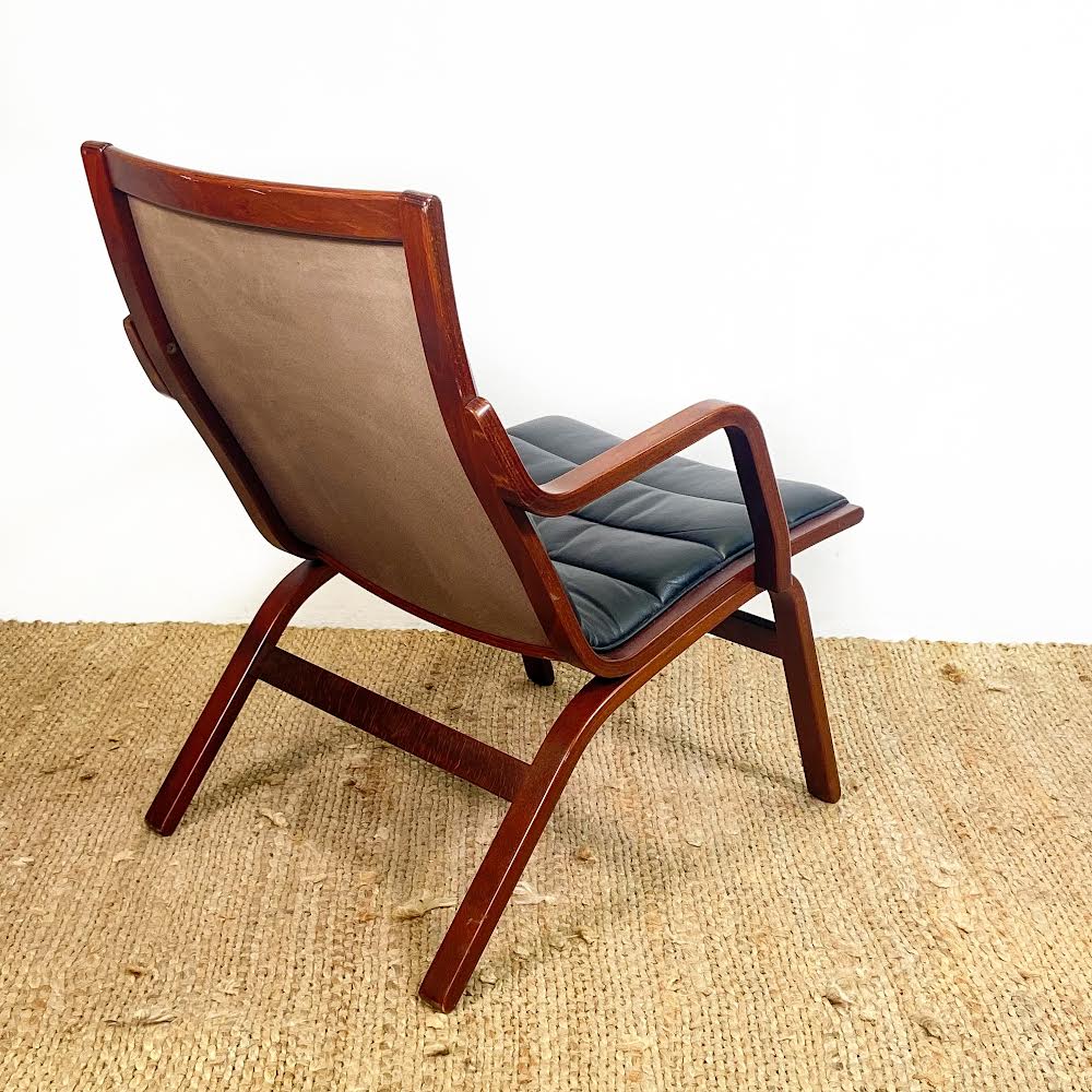 Black Leather Bentwood Armchairs