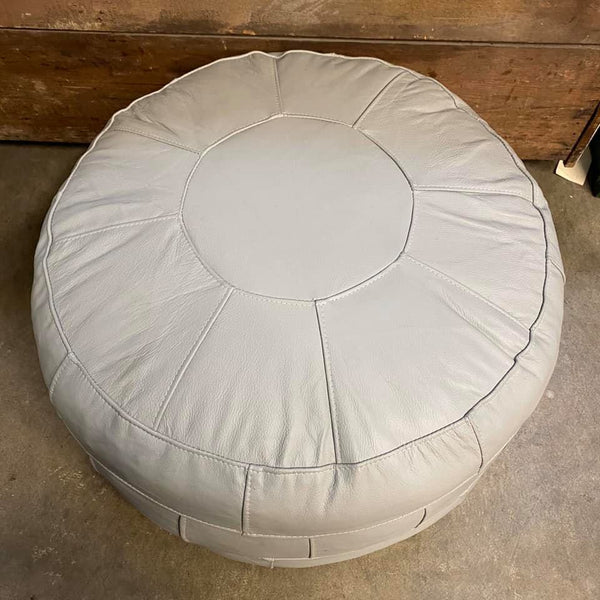 cream leather ottoman