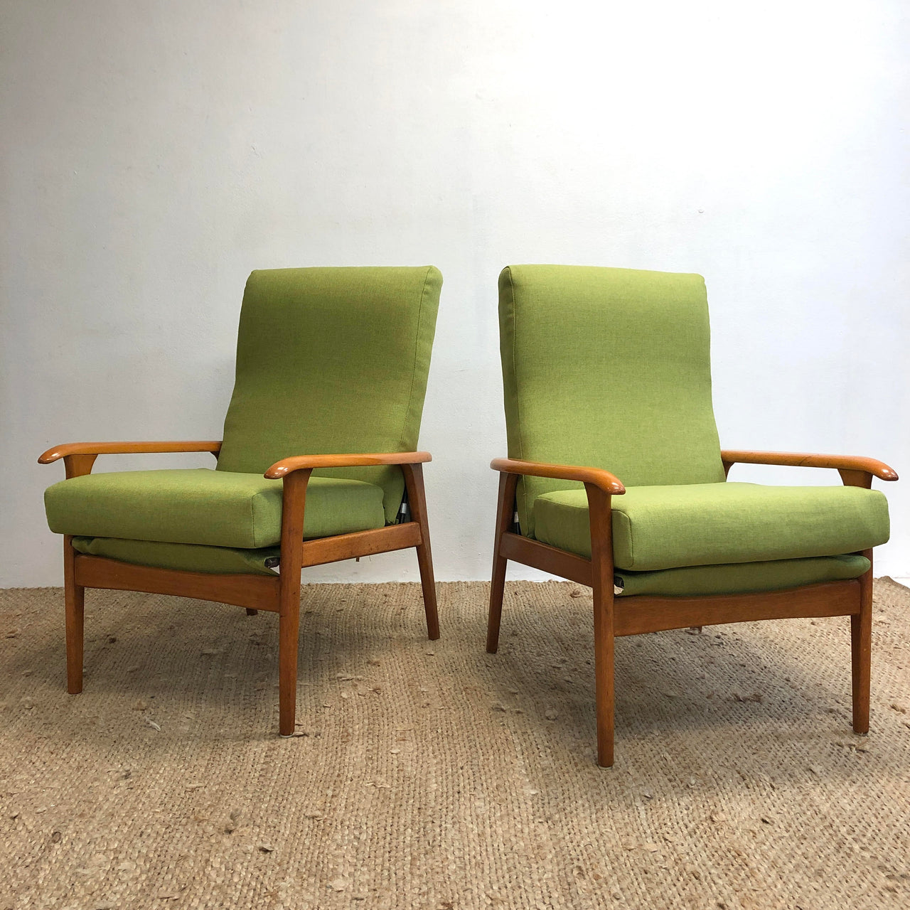 Pair Mid Century Armchairs - New Upholstery