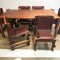 Vintage 1970s Post & Rail Leather Sling Chairs and Dining Table