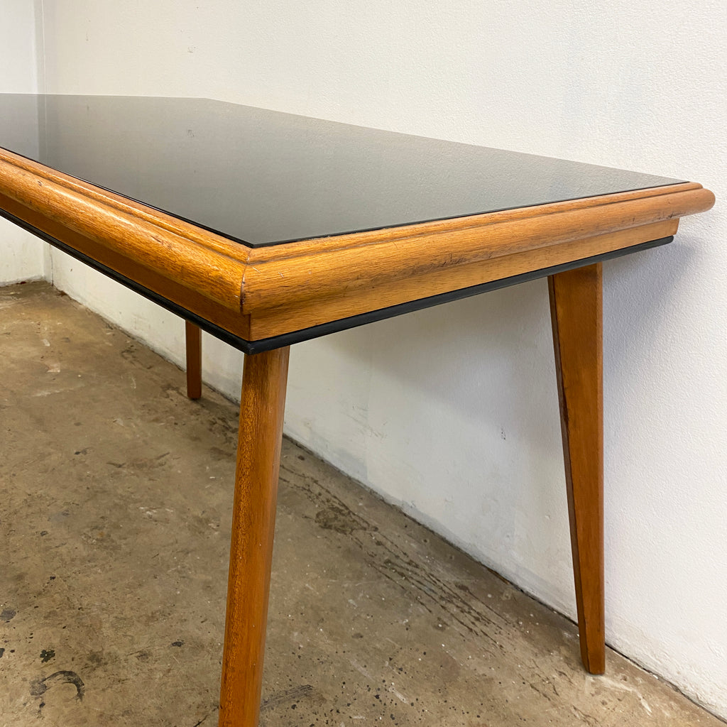Black Vitrolite Glass Top Dining Table 