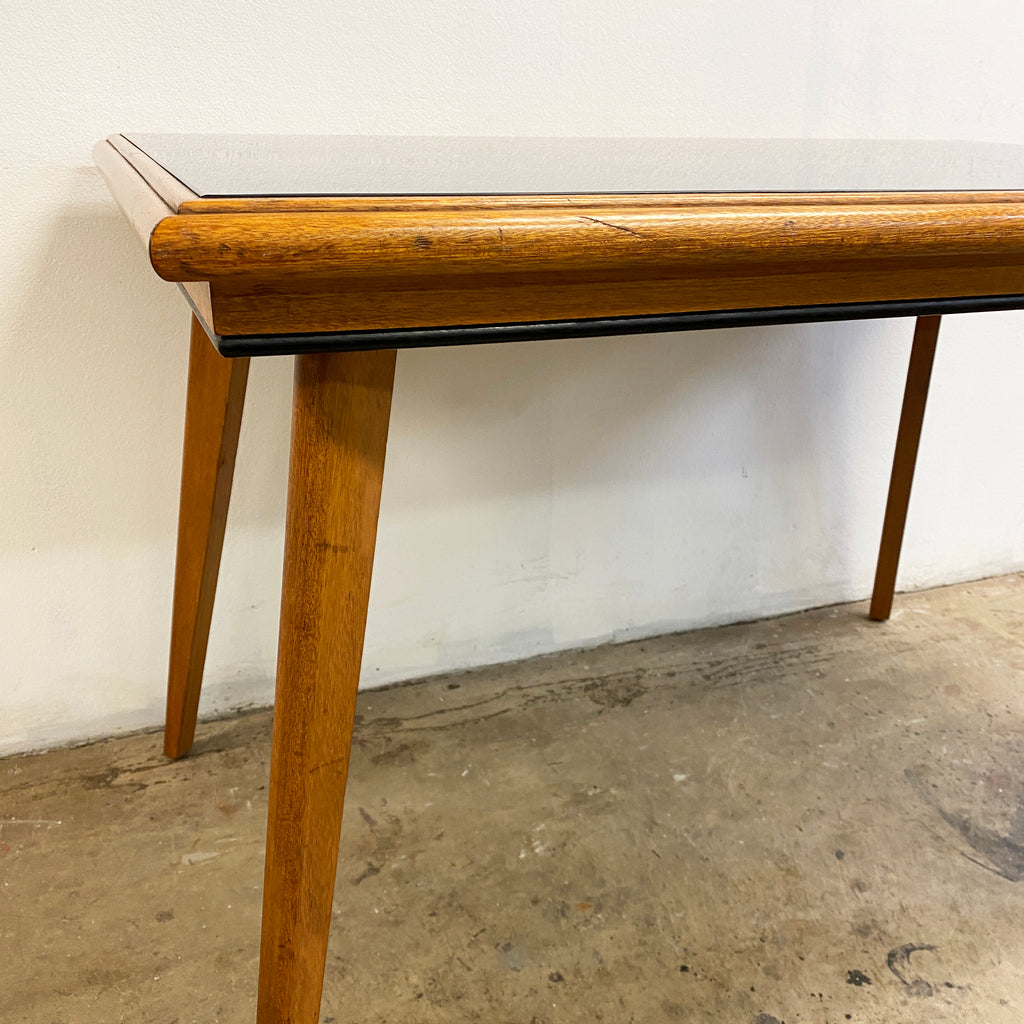 Black Vitrolite Glass Top Dining Table 