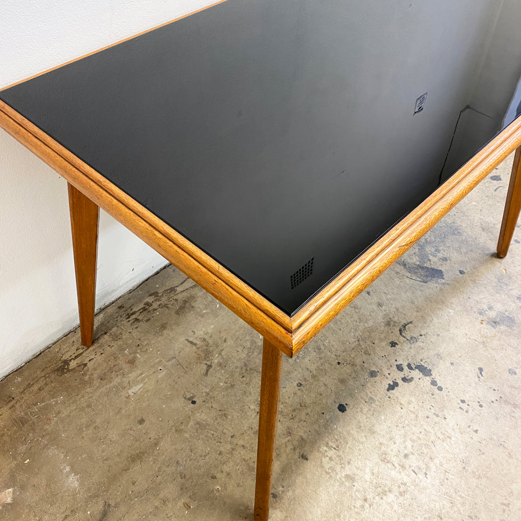 Black Vitrolite Glass Top Dining Table 