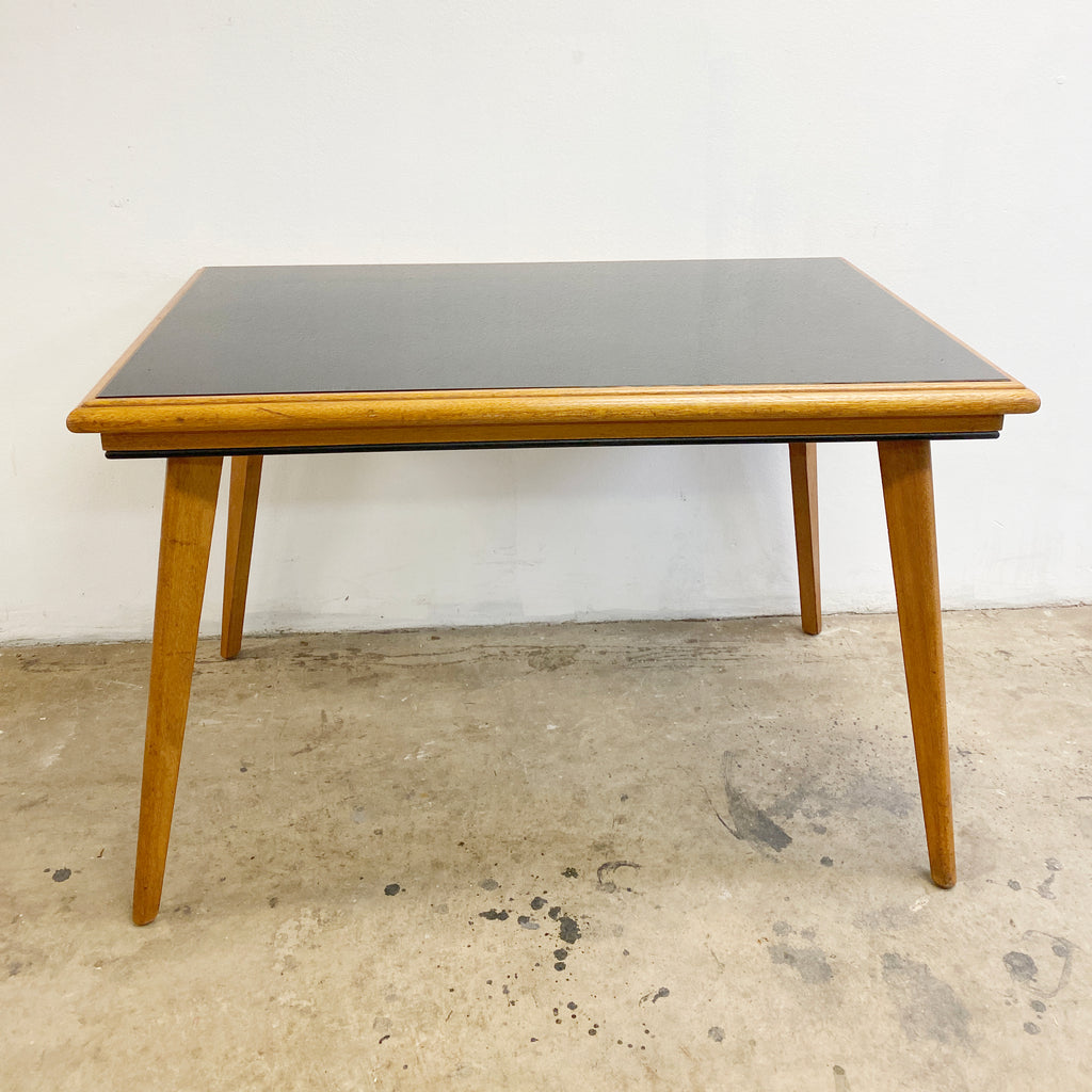 Black Vitrolite Glass Top Dining Table 