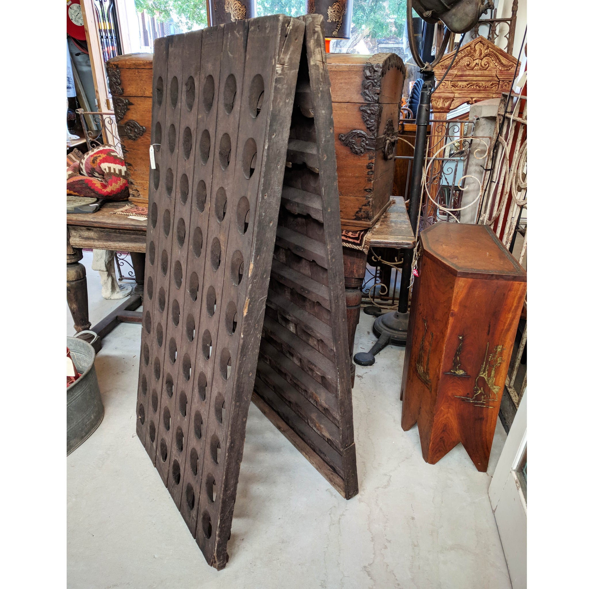 Rustic Antique French Oak Riddling Wine Rack– The Design Ark
