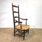Antique French Ladder Back Rush Seat Armchair