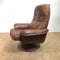 Vintage Leather European Swivel Armchair