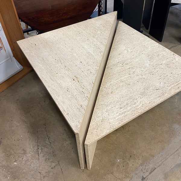 Vintage Split Level Travertine Sectional Coffee Table