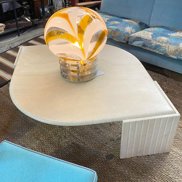 1970's Travertine Teardrop Coffee Table