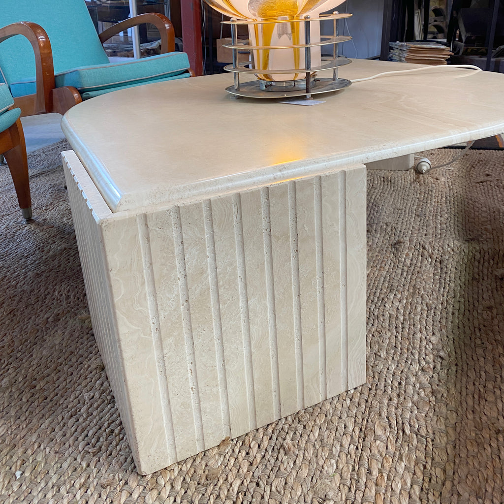 1970's Travertine Teardrop Coffee Table