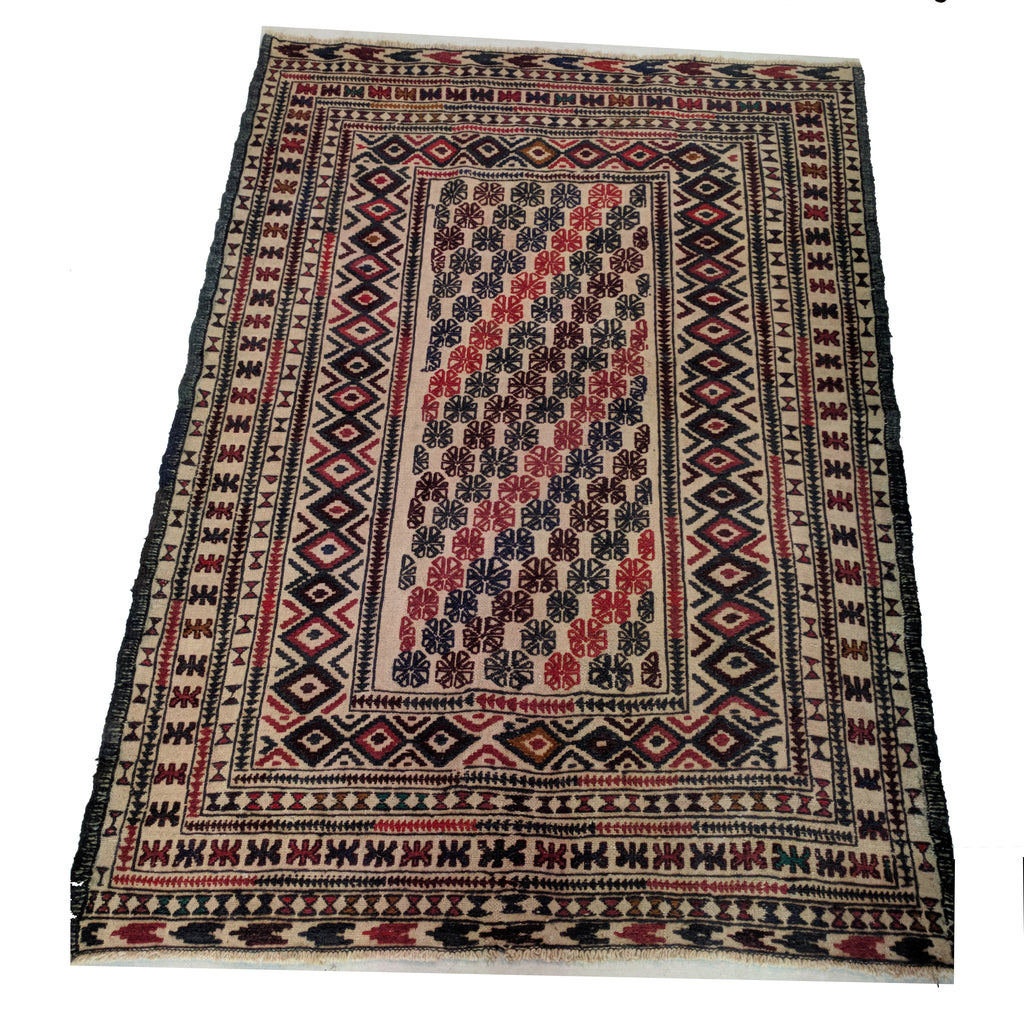 Vintage Hand Knotted Cotton Kilim with Woollen Embroidery The Design Ark Antiques Kingsford Sydney