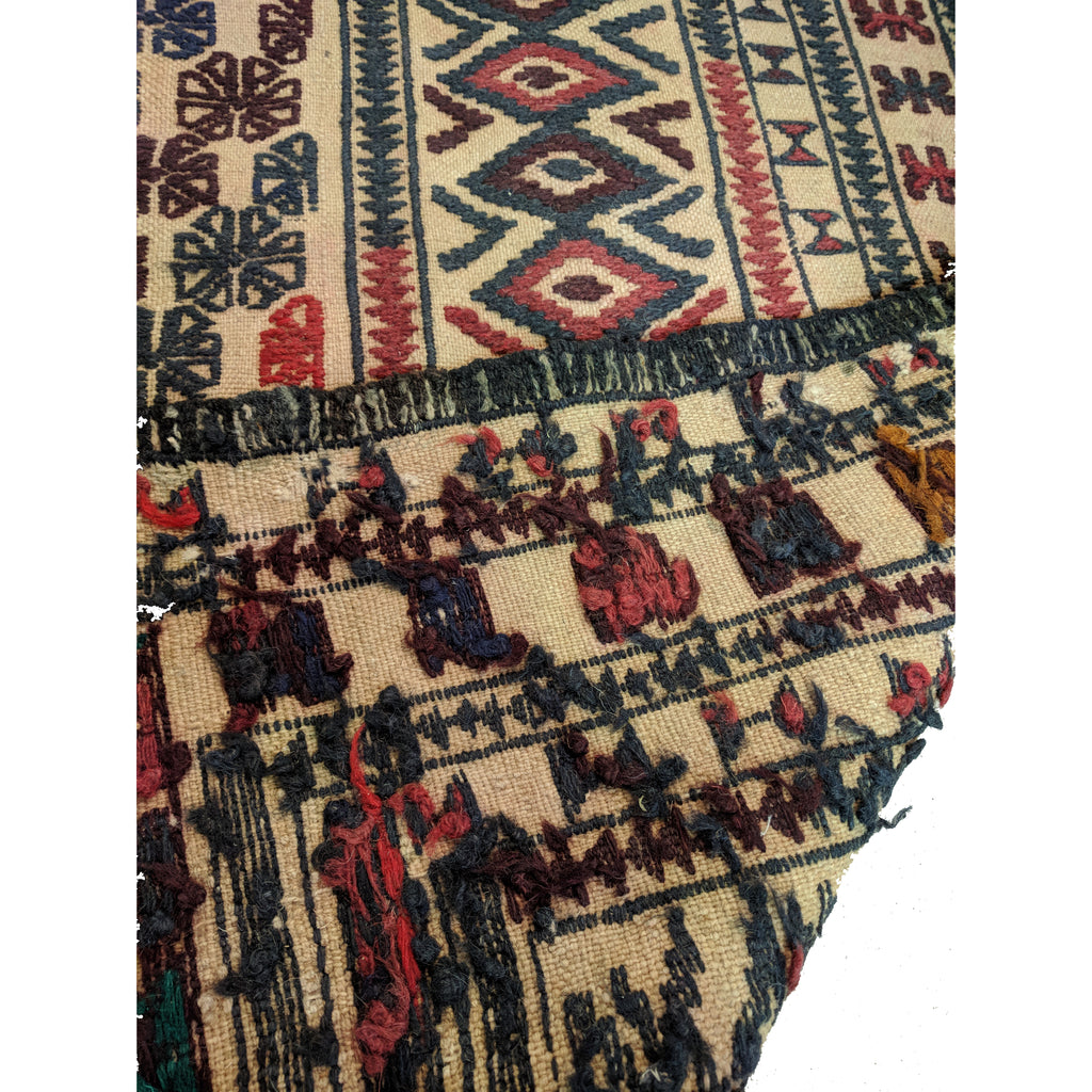 Vintage Hand Knotted Cotton Kilim with Woollen Embroidery The Design Ark Antiques Kingsford Sydney