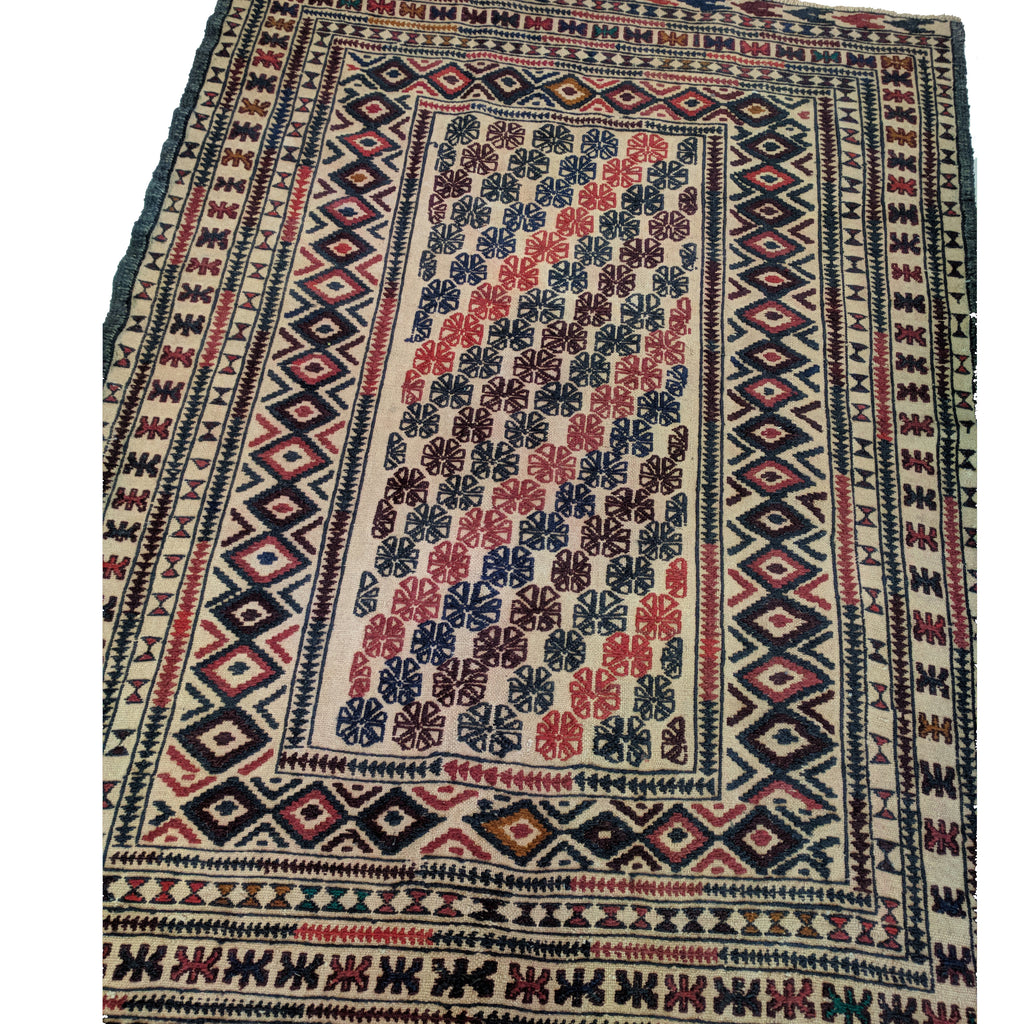 Vintage Hand Knotted Cotton Kilim with Woollen Embroidery The Design Ark Antiques Kingsford Sydney