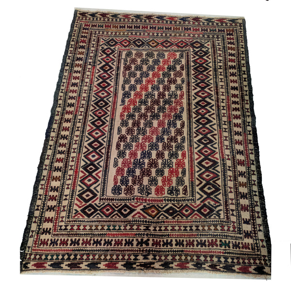 Vintage Hand Knotted Cotton Kilim with Woollen Embroidery The Design Ark Antiques Kingsford Sydney