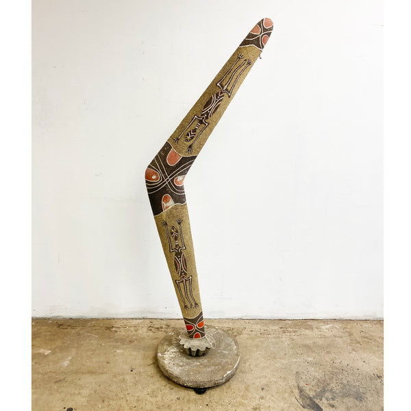 Rare Retro Concrete Garden Boomerang Ornament Statue - Very Tall