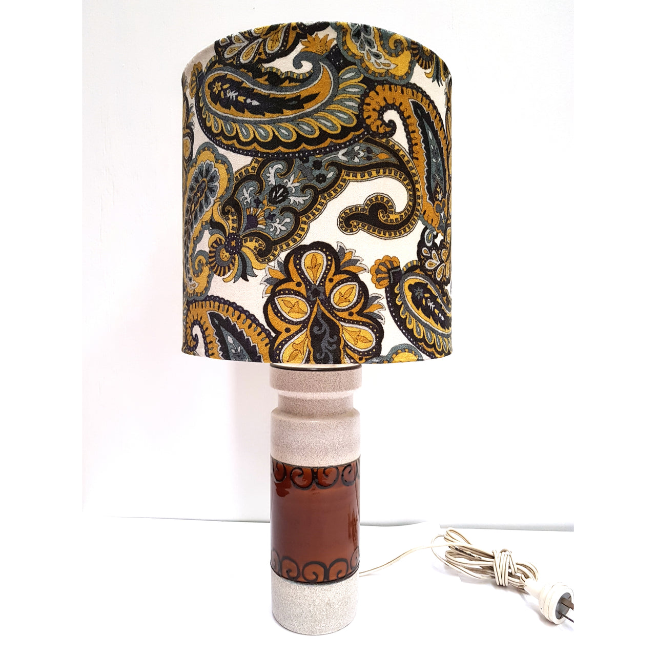 West German Lamp Base with Paisley Shade